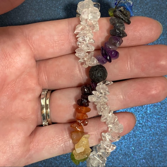 Chakra Quartz & Lava 2 Row Stretch Bracelet - Picture 6 of 8